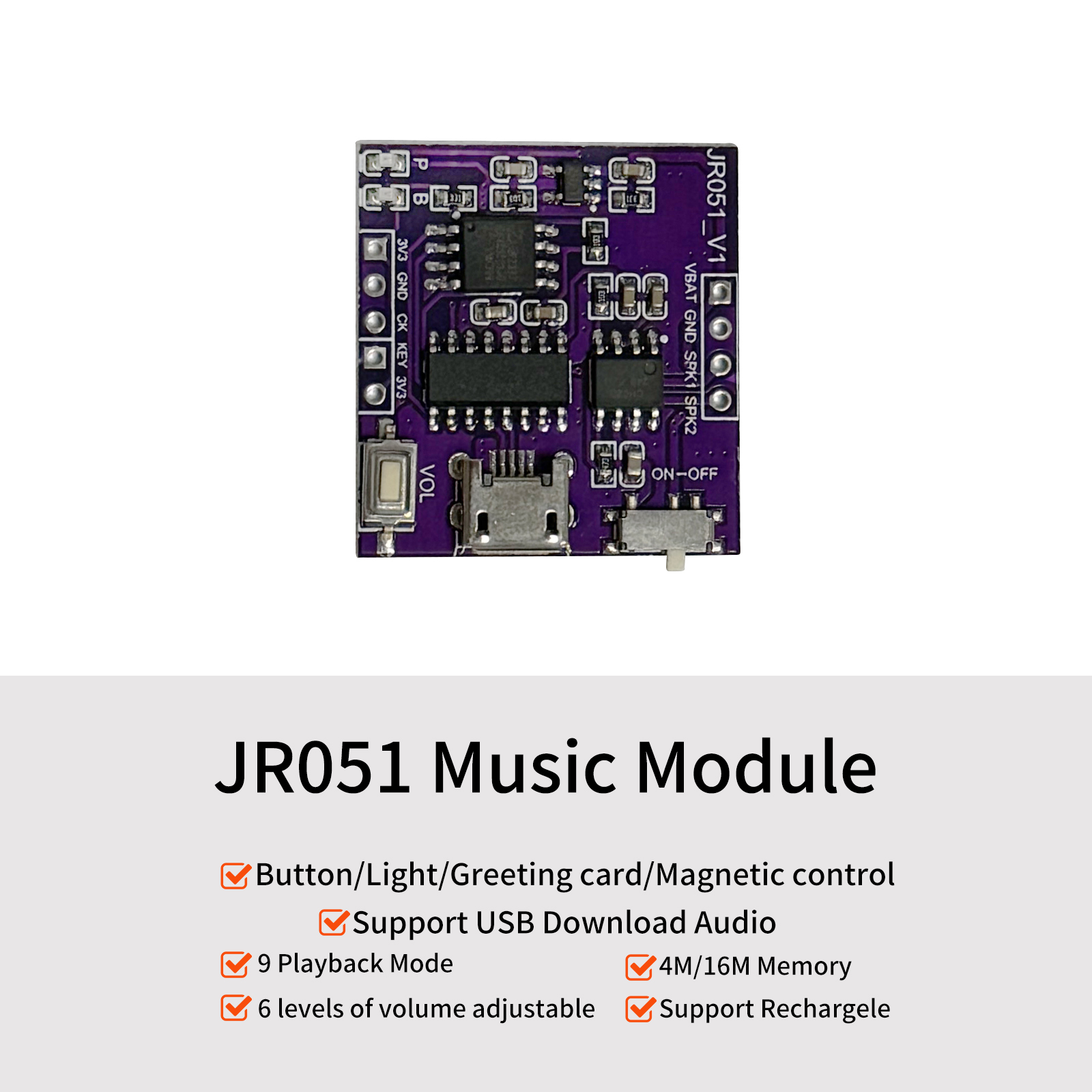 Audio Music Download Free - Musik-Sound-Modul USB-Download eingebauter 3-W-Verstärker, Sprach chip
