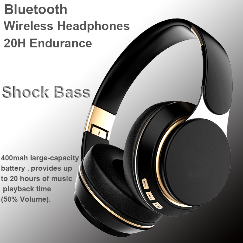 Audio Music Technology - Kopfhörer, kabellose Bluetooth-Headsets mit Mikrofon, Musik-Gaming-Sport-Ohrhörer,