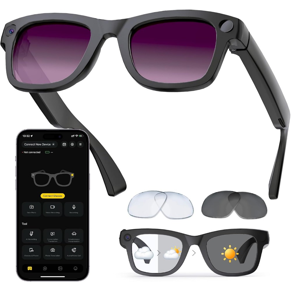 Audio Music In - KI-Übersetzung, Bluetooth-Anrufe, 8 Stunden Musikwiedergabe Smart-Brille,