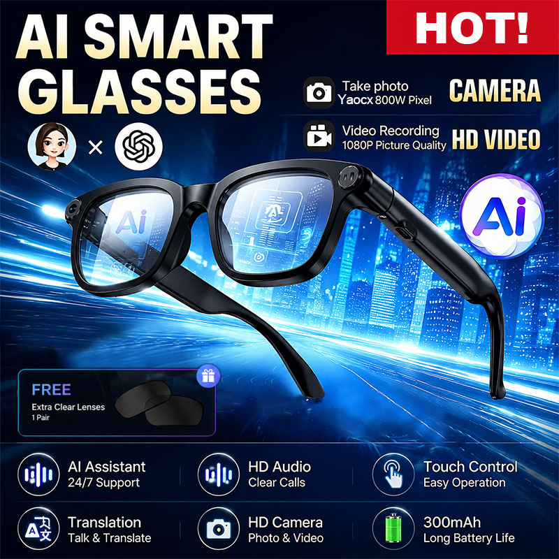 Audio Music To Video Ai Free - Neue KI-Smart-Brille mit 800W HD-Kamera, 1080P