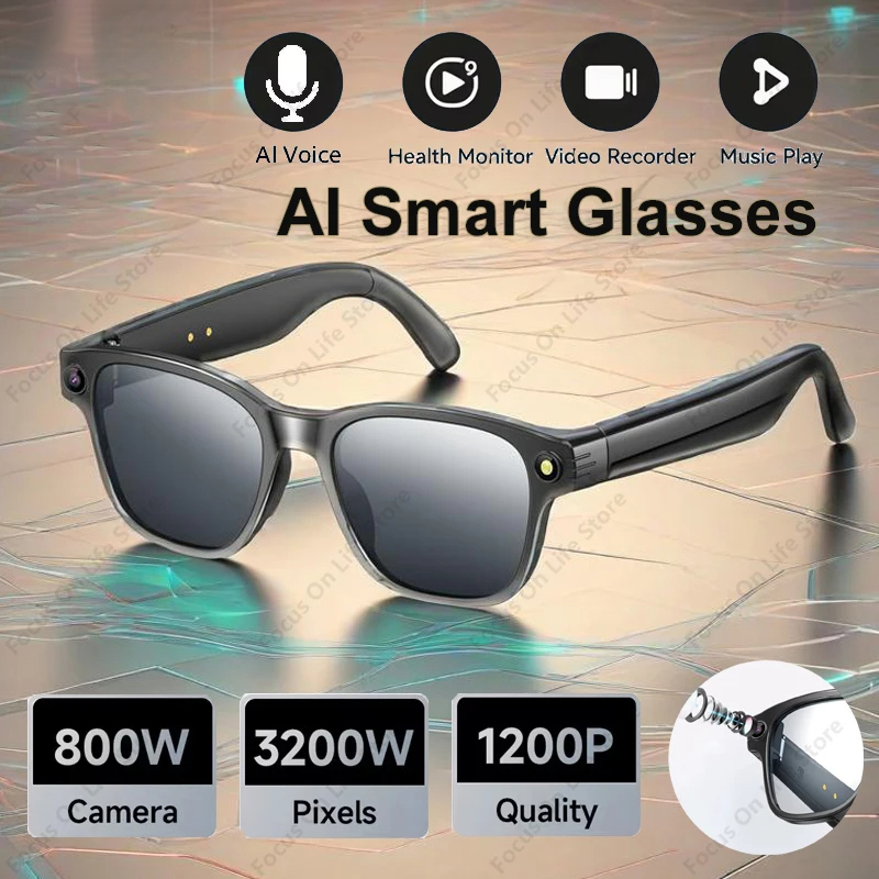 Audio Music To Video Ai Free - KI-Smart-Brille mit 8-Millionen-Kamera, Bluetooth-Sonnenbrille, Aufnahme-, Audio-,