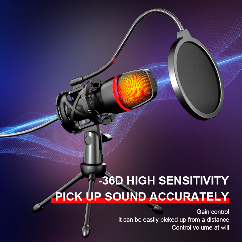 Recording Pop Filter - Professionelles Gaming USB Kardioid-Kondensatormikrofon-Set mit Stativ