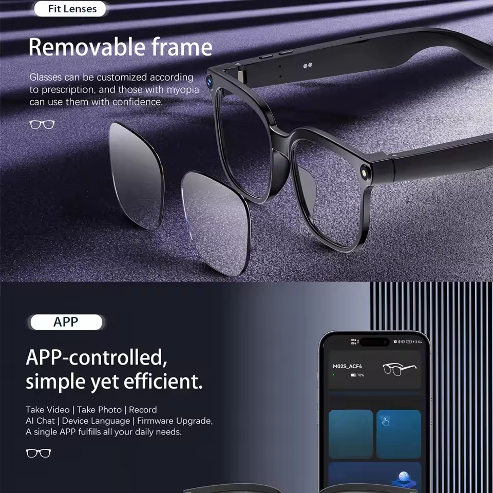 M02S KI-Smart-Brille mit 8MP-K – Audio Music To Video Ai Free Bewertung und Preis